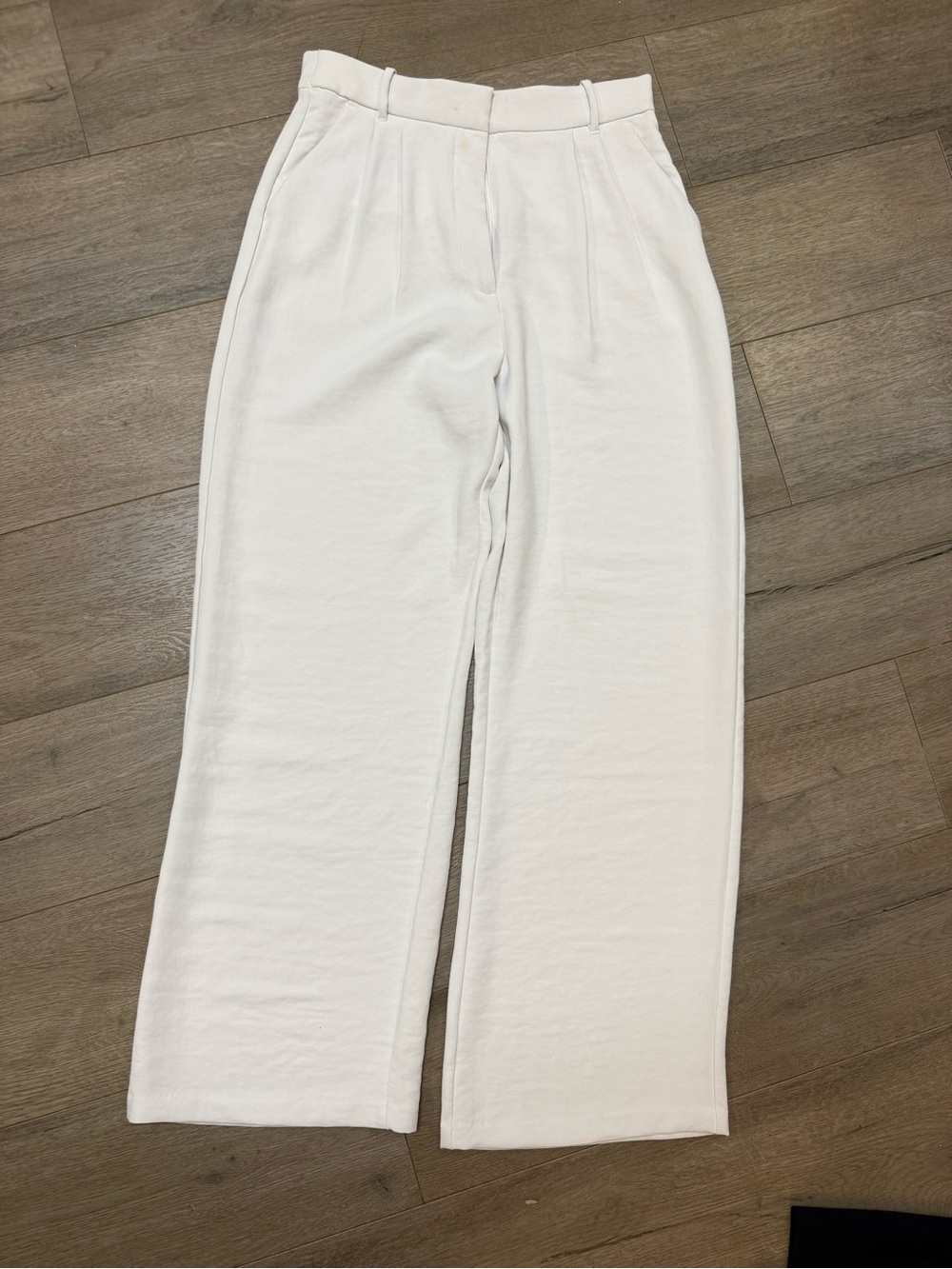 Abercrombie & Fitch White High-Rise Wide Leg Trousers